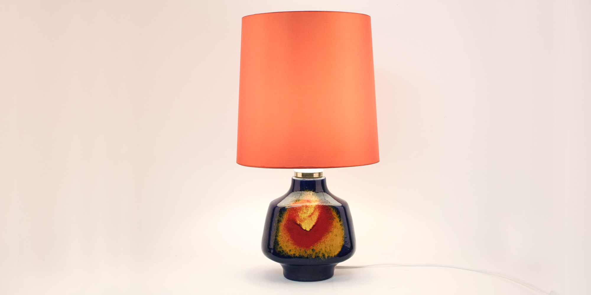 Keramik Leuchte Blau Rot Orange Gelb 1970er Jahre